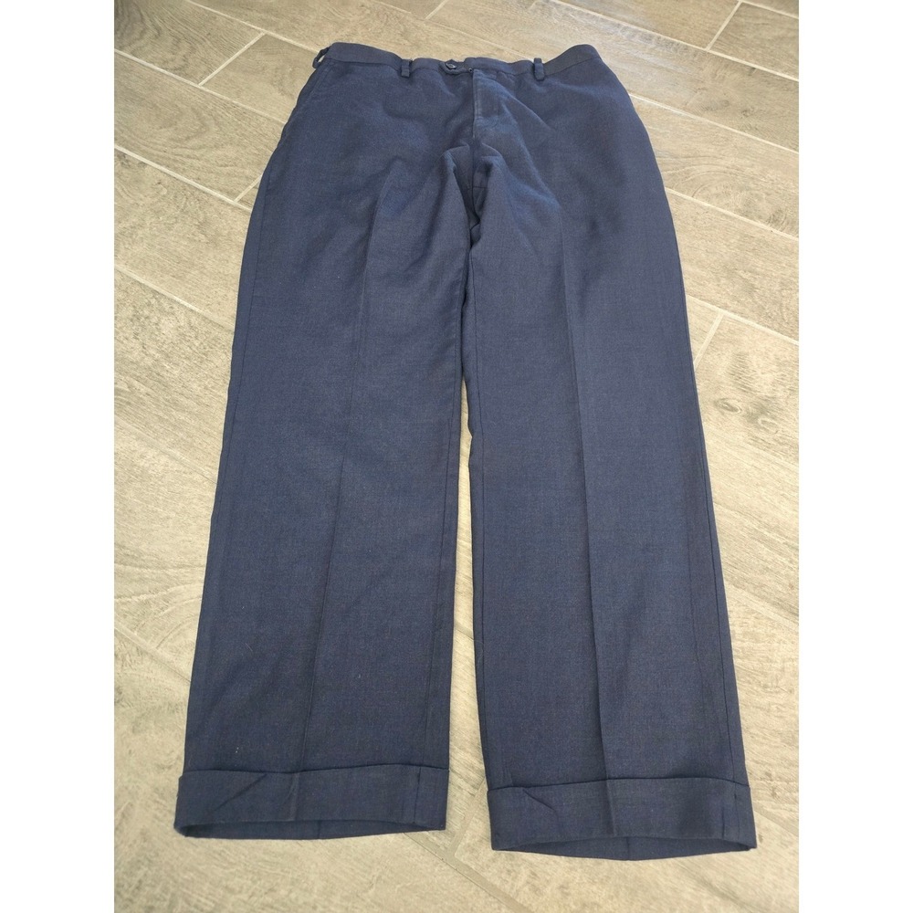 Charles Tyrwhitt Mens Navy Blue‎ Wool Classic Fit Dress Pants 36W Suit Business